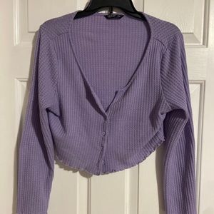 Purple cropped SHEIN cardigan